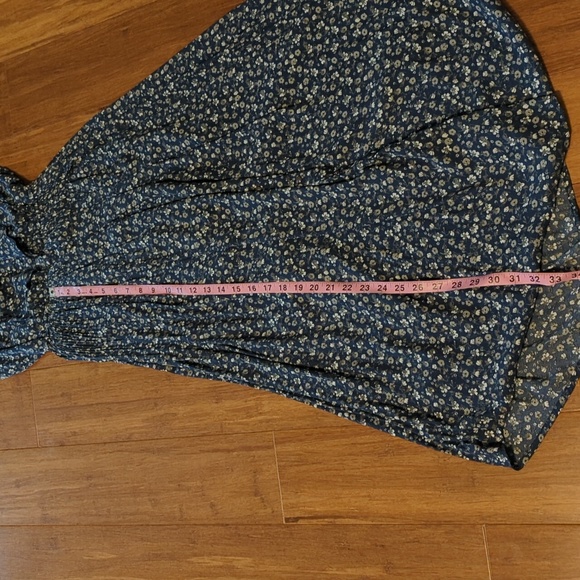 Free People Button Up Sleeveless Blue Ditsy Dress Boho Bohemian Maxi - Picture 10 of 14